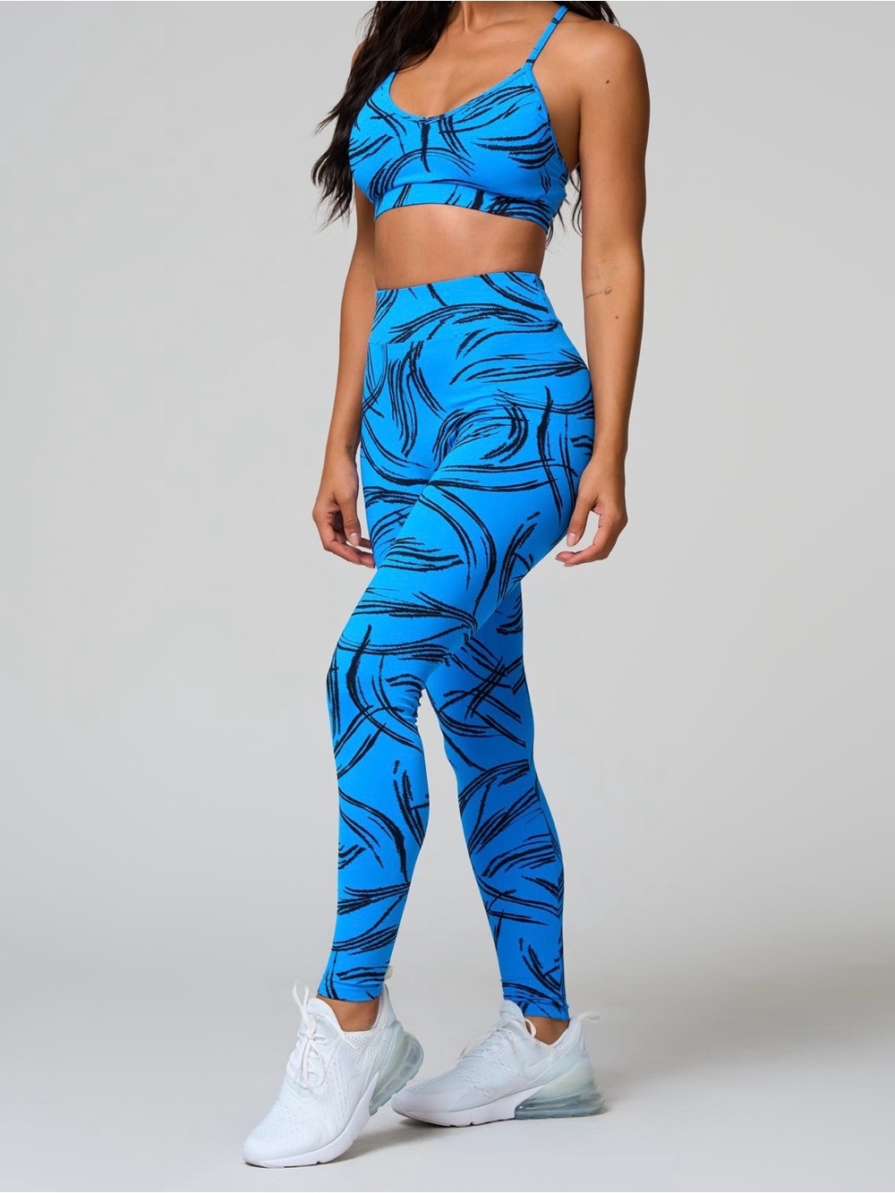 Lici Fit Set Azul V-Cut Scrunch Legging & Strappy Bra Gym Activewear size S Set